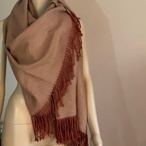 Scarf Throw Blanket Pashmina Wrap Mauve Beige Herringbone